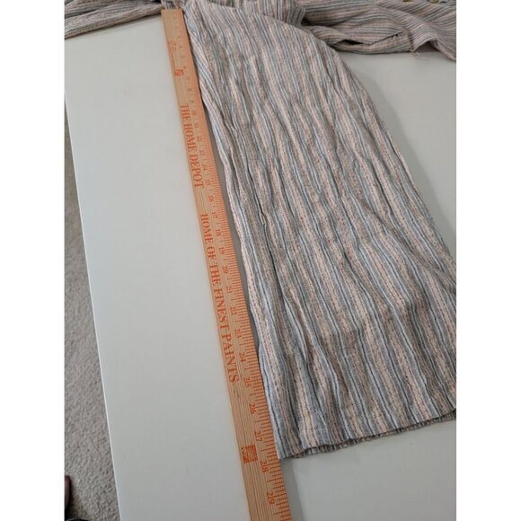 Skies are Blue Stripe Jumpsuit Womens Size Medium Blue Cotton Linen Wide Leg - Picture 13 of 13